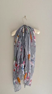 FIFI LAPIN Bunny Rabbit Fashion Print Sheer Big Rectangle Long Scarf Wrap - Picture 1 of 6