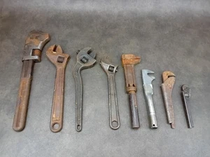 Job Lot of 8 Vintage Adjustable Spanners Wrenches - Picture 1 of 16