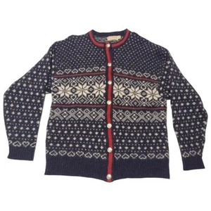 Vintage LL Bean Strickjacke Pullover Damen XL Navy Fair Isle Wolle Nordic Snow USA - Bild 1 von 14