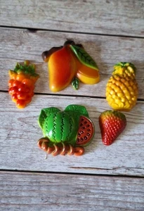 Vintage Konvolut 5 Kühlschrankmagnete Obst MCM Küchendeko #7 - Bild 1 von 7
