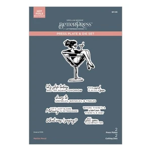 Spellbinders BetterPress Plate & Die Happier Hour Martini Mood Sentiments - Picture 1 of 8