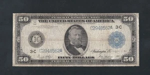 RARE BEAUTIFUL 7 DIGIT SERIAL NUMBER 1914 $50 FEDERAL RESERVE NOTE - Picture 1 of 2