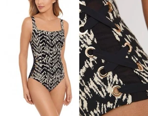 Neu ohne Etikett Amoressa Miraclesuit Damen-Badeanzug Einteiler Badeanzug schwarz hellbraun Größe 12 - Bild 1 von 7