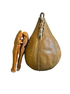 50er Jahre Wilson Boxtasche Leder Boxsack Schlag Speedbag H1280 mit HANDSCHUHEN H1215 - Bild 1 von 3