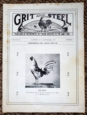 Grit and Steel  Devoted to Game Fowl September 1950 Old Blue  - Image 1 of 4