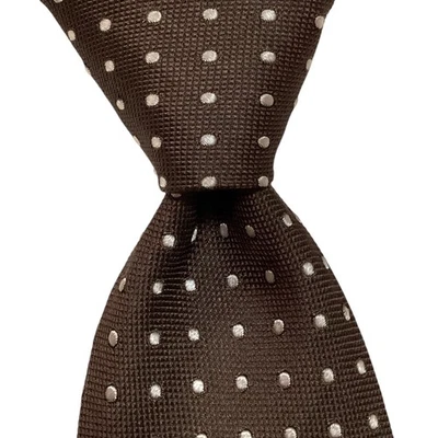 Corbata DOMENICO VACCA SEVENFOLD ITALIA Lujo LUNARES 5/8 Marrón/Blanco Usada en Excelente Condición Rara Foto 1 de 4