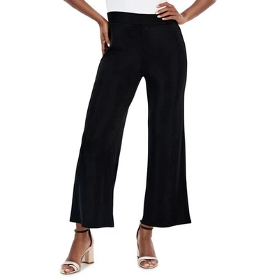 Pantalones Kasper Mujer Medianos Negros Pierna Ancha Palazzo Cintura Elástica Pantalón Nuevo con Etiquetas Foto 1 de 4