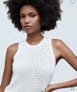Madewell Crochet Knit Sleeveless Tank Top Ivory Sz XS Fisherman Nautical - Picture 1 of 7