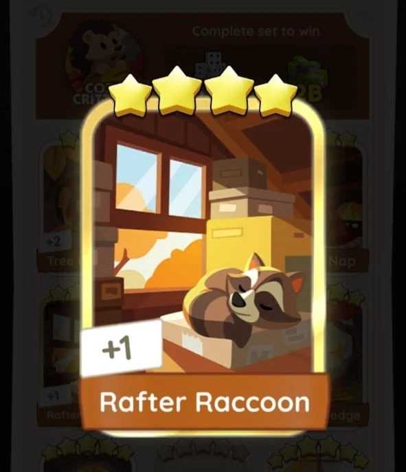 RAFTER RACCOON MONO_POLY_GO STICKERS 4⭐⭐⭐⭐ GOLDEN BLITZ EVENT (SET 17) - Image 1 of 1