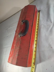 Vintage Toolbox Ace Hardware Red Color Dome Shape Flip Top  4" X 6" X 19" - Picture 1 of 13