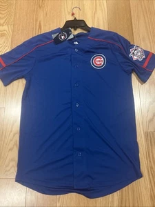 Majestic MLB Chicago Cubs Home Jersey Sz M Men’s Top Blue Training Baseball - Picture 1 of 5