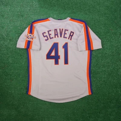 Tom Seaver 1986 New York Mets Grey Road Cooperstown Men's Jersey w/ 25th Patch - Image 1 of 4