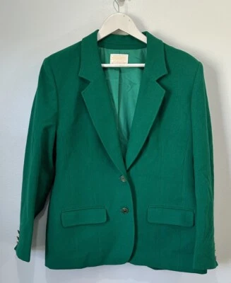 Blazer Pendleton Lana 2 Botones Verde Vacaciones Para Mujer Talla 12**De Colección** Foto 1 de 4