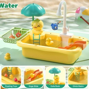 Lindo fregadero de cocina de pato de piedra juguetes fregadero de juego con agua corriente y comida para jugar Navidad - Imagen 1 de 8