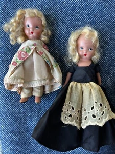 Set of two 1930-40s antique bisque Nancy Ann Storybook Dolls: Polly & Roses. - Picture 1 of 8