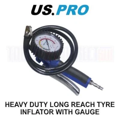 US PRO Tools Heavy Duty Long Reach Tyre Inflator With Gauge 0-170PSI 8817 - Image 1 of 4