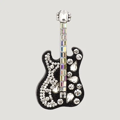 Butler and Wilson Black Crystal Guitar Brooch New Rock & Roll Musician New - Image 1 of 2