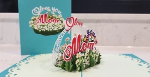 Luxurious 3D Pop Up "LOVE YOU MOM"  Card. Mother's day, MOM Birthday, For Mom - Picture 1 of 5
