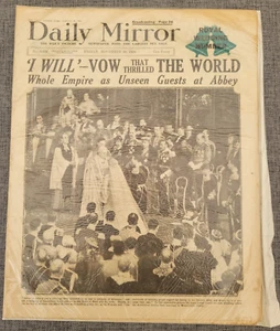 DAILY MIRROR ROYAL WEDDING KING GEORGE V 30TH NOV 1934 ORIGINAL NEWSPAPER - Picture 1 of 3