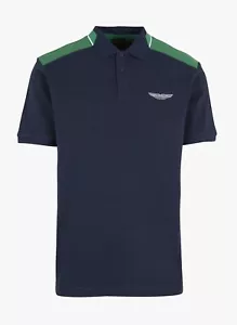 Hackett London Aston Martin Racing Colour Block Polo Shirt - Navy Blue Medium - Bild 1 von 4