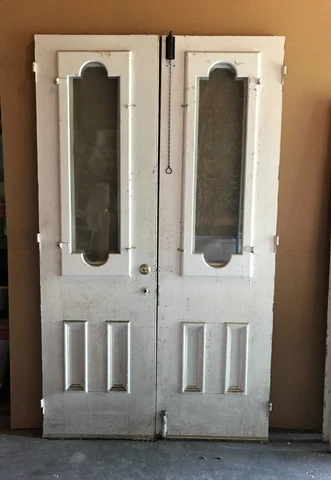 Antique Pair Early Gothic Revival Entrance Doors 28x96 Old Vintage 1170-23B Cover