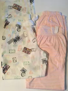 NWT*Lot of 2**Love by Gap* Lounge Sleep Pants *Size: XS*Peach* Stripe/ Passport - Picture 1 of 3