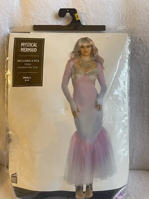 Mystcal 美人鱼童话礼服和发夹 尺寸 S 2-4 万圣节 成人服装 — 第 1/4 张图片