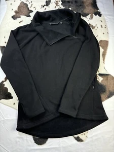 Athleta Sweatshirt Womens Small Black Cozy Karma ASYM Pullover Stretch 1/4 Zip - Picture 1 of 10