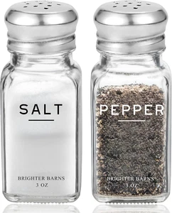 Glass Salt and Pepper Shakers Set by - Modern Kitchen Decor, Dining Table Count - Picture 1 of 12