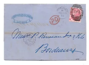 1870 INVOLUCRO LONDRA - FRANCIA AFFRANCATA 3d ROSA PLACCA 5 - Foto 1 di 2