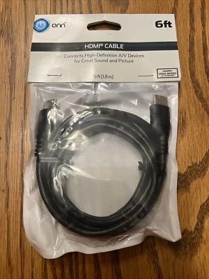 Onn 6 Ft HDMI High Speed Cable Model# ONA19AV021, Great Sound & Picture (5e) - Image 1 of 2