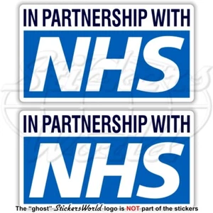 NHS PARTNERSHIP Vinyl Bumper Stickers 115mm Key Workers Support x2 Decals - Picture 1 of 2