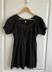 Top babydoll Margaret Oleary donna nero cotone taglia small Lagenlook - Foto 1 di 6