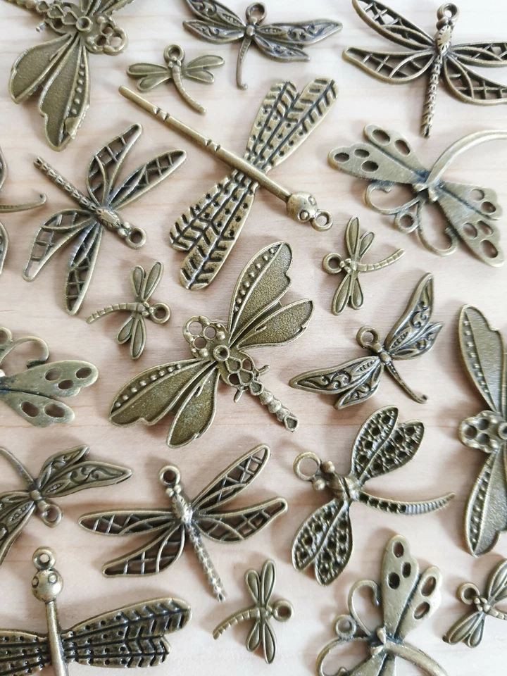 Libellen Anhängerset im Mix Steampunk Schmuckzubehör Basteln Deko Charms Bronze - Bild 1 von 1