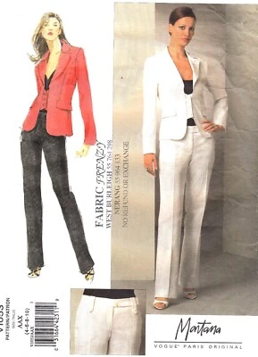 Vogue 1053 Claude Montana pattern sizes 4-10 uncut jacket and pants inset close - Image 1 of 2