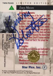 1991 Star Pics Inc. Twin Peaks Kimmy Robertson (Lucy Moran) Autogrammkarte - Bild 1 von 3