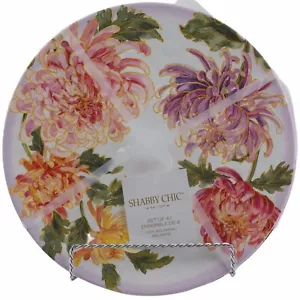 Shabby Chic Floral Spring Flowers Dinner Plates Melamine Set of 4 - Picture 1 of 2