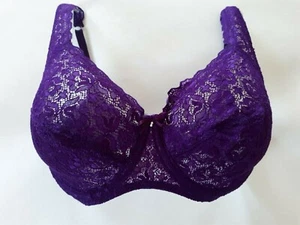 Shirley of Hollywood Purple Lace Full Cup Bra 38C Romantic Sheer Lingerie Bras - Picture 1 of 13