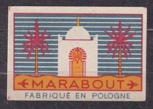 POLAND 1954 Matchbox Label Export - Cat.E#074a. MARABOUT Fabrique en Pologne - Picture 1 of 1