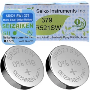 2 x Seiko 379 SR521SW SR63 1.5V Silver Oxide Watch Batteries - Picture 1 of 1
