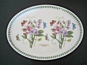 15" Sweet Pea Floral Oval Steak Serving Platter Botanic Garden Portmerion - Picture 1 of 4