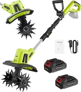 22V Cordless Electric Garden Tiller Cultivator Lightweight Rototiller Gardening - Picture 1 of 11