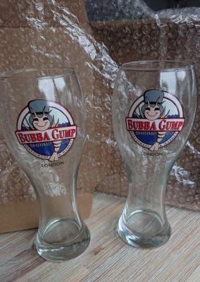 Bubba Gump Shrimp Co. Pilsner Beer Glass London x2 Libbey 1611 USA made FastP&P - Image 1 of 4