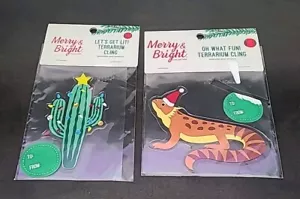 Merry & Bright Terrarium Clings - Lot Of 2 Bearded Dragon Lizard & Cactus - Picture 1 of 4