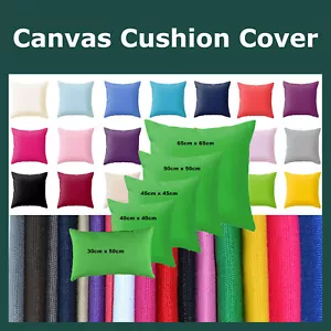 Plain Dyed Solid Cotton Canvas Cushion Cover Decorative Accent Pillow Case Sham - Picture 1 of 102