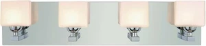 Vienna Polished Chrome And White Frosted Glass 4 Light Bath Wall Orig $297 - Picture 1 of 1