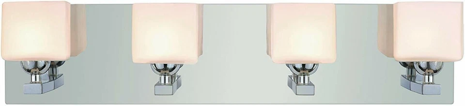 Vienna Polished Chrome And White Frosted Glass 4 Light Bath Wall Orig $297 - Image 1 of 1