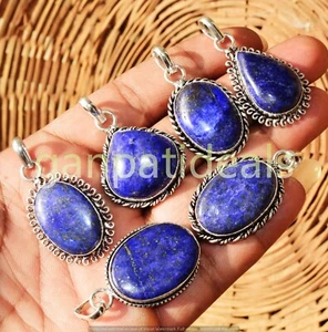 Lapis Lazuli Gemstone Pendant Wholesale Lot 925 Silver Plated For Woman - Picture 1 of 8