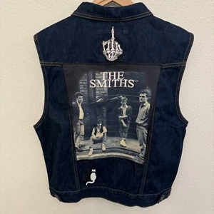 The Smiths Carbon Denim Vest XL Upcycle Custom Black Sabbath Dark Wash READ - Picture 1 of 18