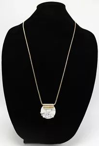 Neu Gold Halskette mit Halbedelstein Howlith Anhänger Neu mit Etikett #N0032 - Bild 1 von 2